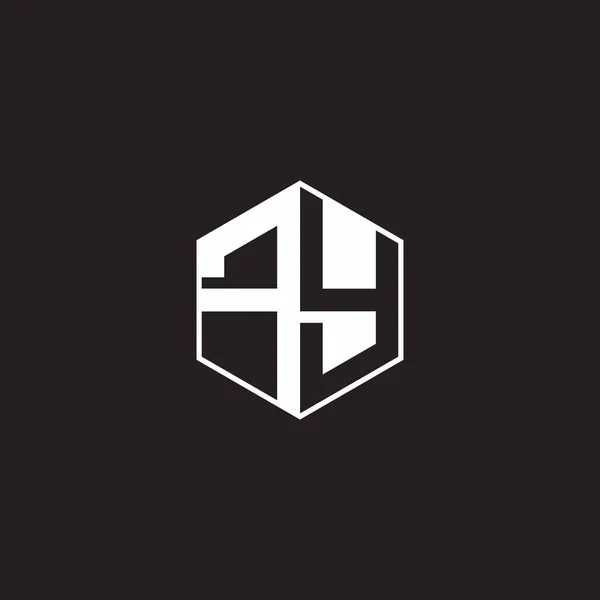 Logo Monogram Hexagon Black Background Negative Space Style —  Vetores de Stock