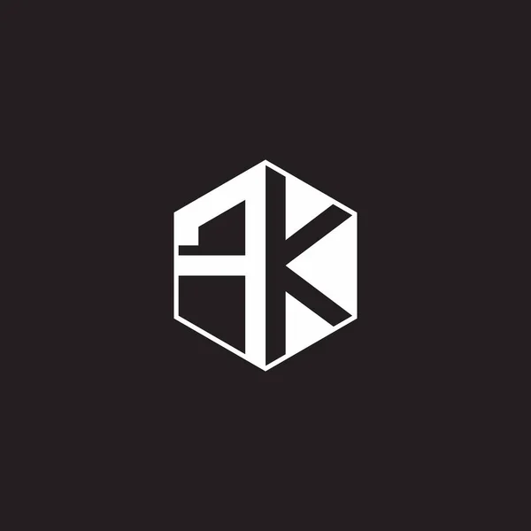 Logo Monogram Hexagon Black Background Negative Space Style — Stok Vektör