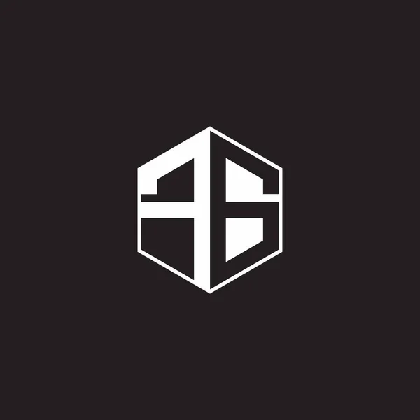 Logo Monogram Hexagon Black Background Negative Space Style — Vector de stock