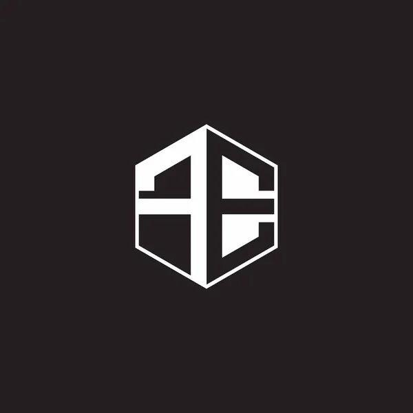 Logo Monogram Hexagon Black Background Negative Space Style — Vettoriale Stock