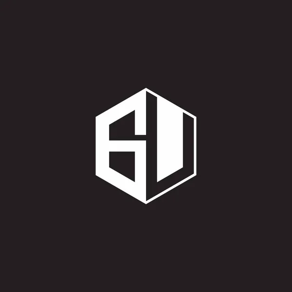 Logo Monogram Hexagon Black Background Negative Space Style — Stockový vektor