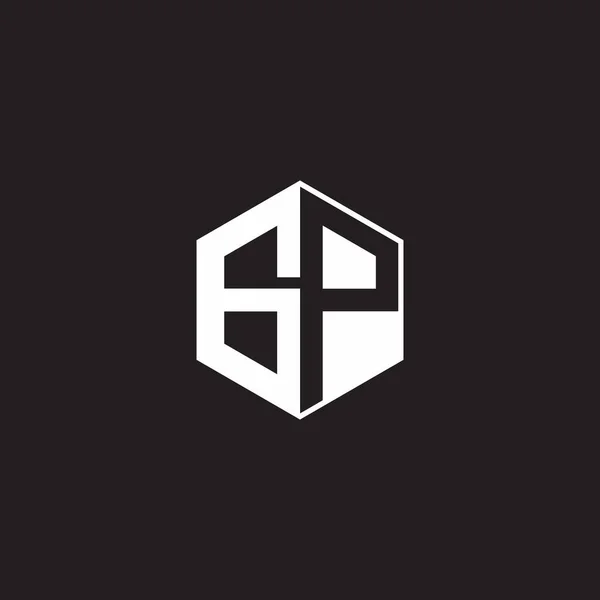 Logo Monogram Hexagon Black Background Negative Space Style — Stock Vector