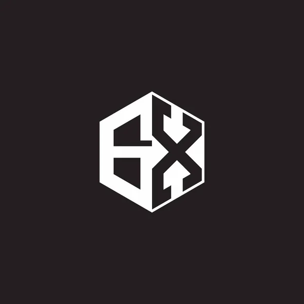 Logo Monogram Hexagon Black Background Negative Space Style — Stock vektor