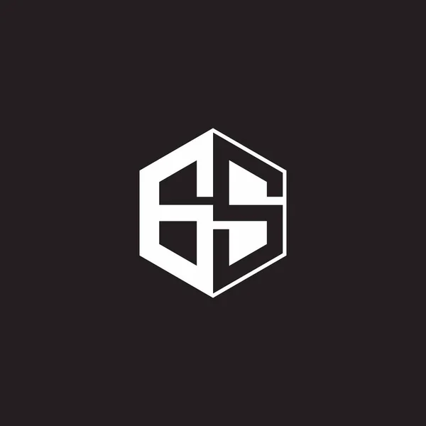 Logo Monogram Hexagon Black Background Negative Space Style — Image vectorielle