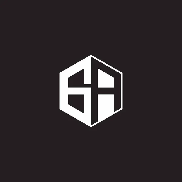 Logo Monogram Hexagon Black Background Negative Space Style — Vettoriale Stock