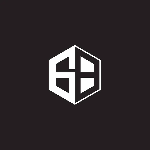 Logo Monogram Hexagon Black Background Negative Space Style — Wektor stockowy