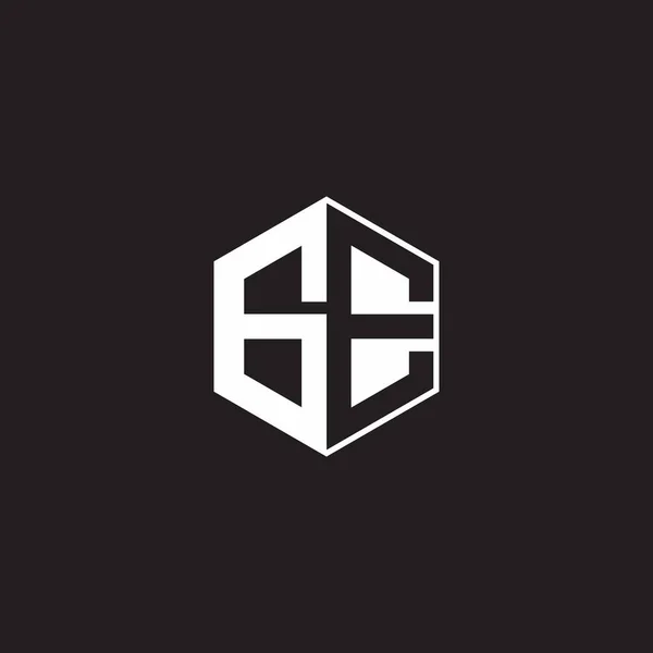 Logo Monogram Hexagon Black Background Negative Space Style — Διανυσματικό Αρχείο