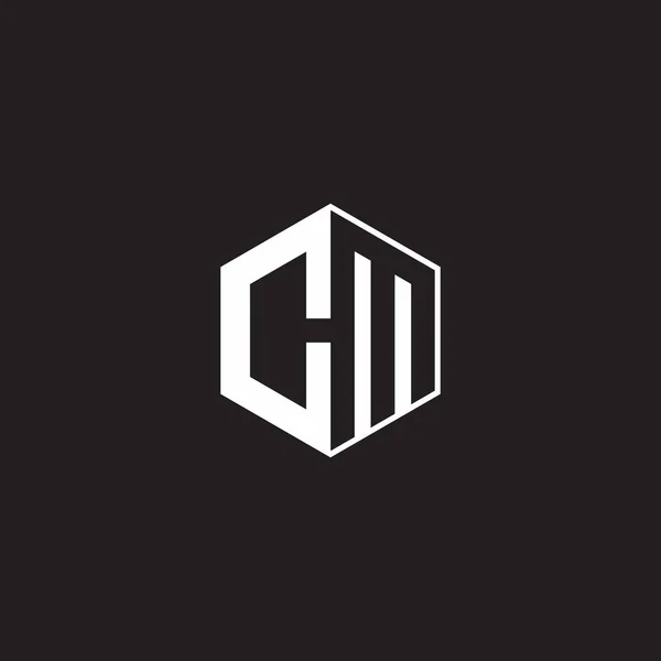 Logo Monogram Hexagon Black Background Negative Space Style —  Vetores de Stock