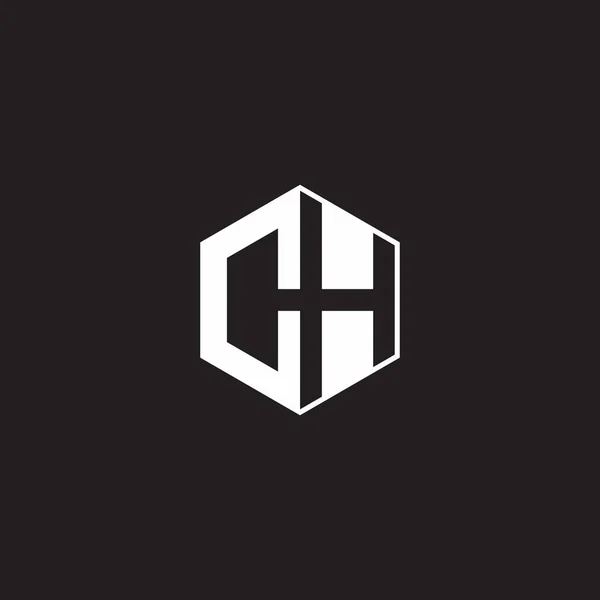 Logo Monogram Hexagon Black Background Negative Space Style — Stok Vektör