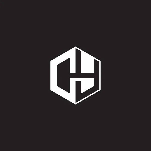 Logo Monogram Hexagon Black Background Negative Space Style — Stock vektor