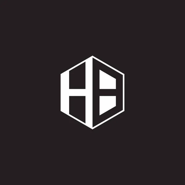 Logo Monogram Hexagon Black Background Negative Space Style — Vettoriale Stock