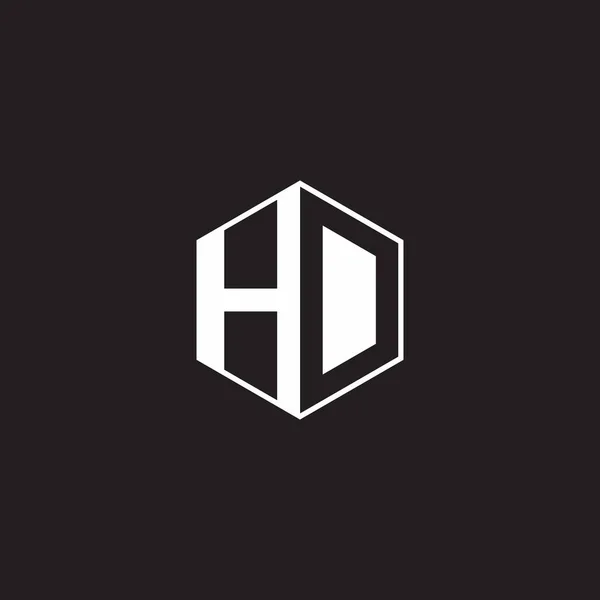 Logo Monogram Hexagon Black Background Negative Space Style — Stock vektor