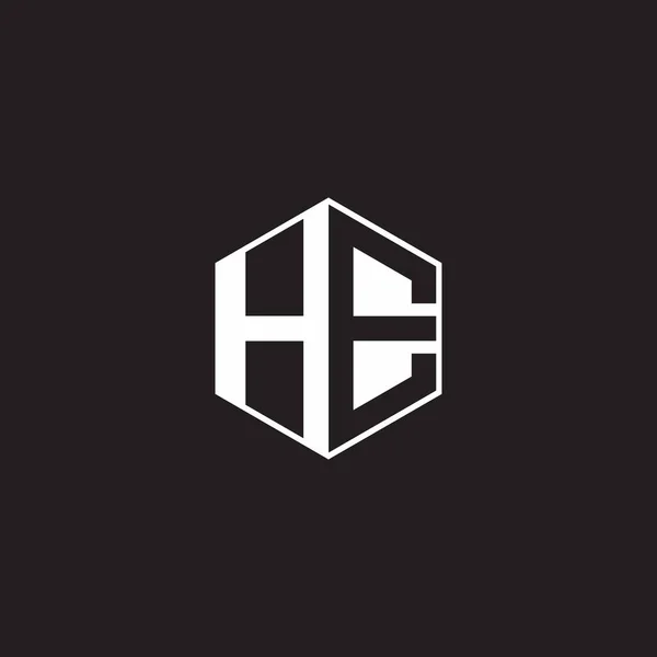 Logo Monogram Hexagon Black Background Negative Space Style — Vetor de Stock