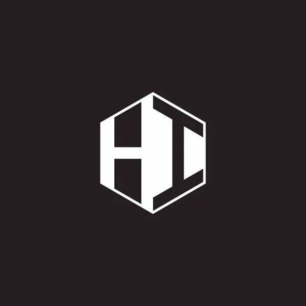 Logo Monogram Hexagon Black Background Negative Space Style — 图库矢量图片