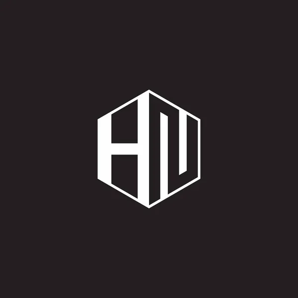 Logo Monogram Hexagon Black Background Negative Space Style — 图库矢量图片