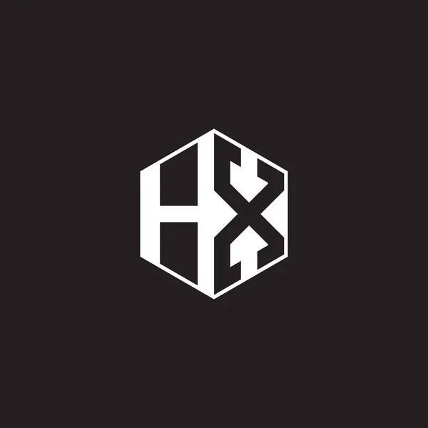 Logo Monogram Hexagon Black Background Negative Space Style — Wektor stockowy