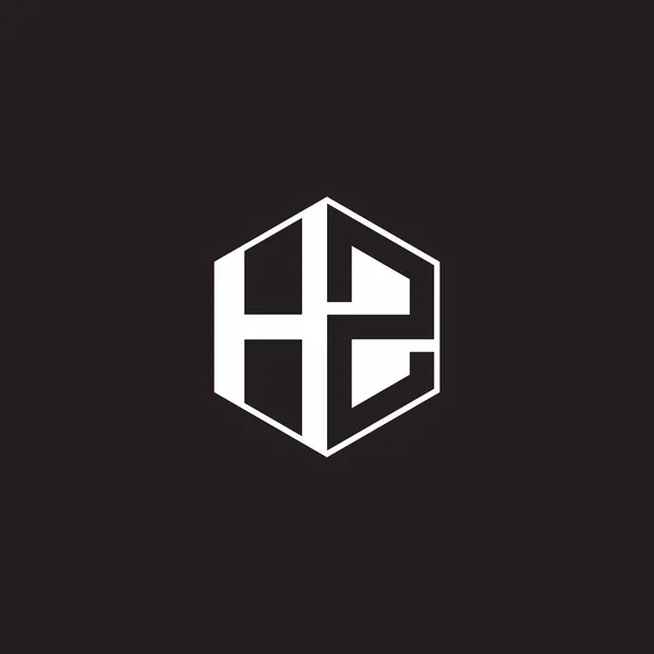 Logo Monogram Hexagon Black Background Negative Space Style — Vetor de Stock