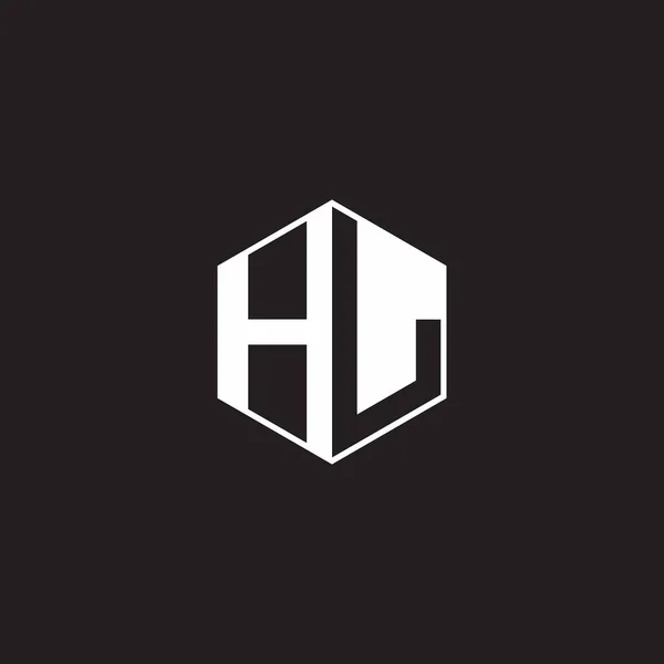 Logo Monogram Hexagon Black Background Negative Space Style — Vetor de Stock