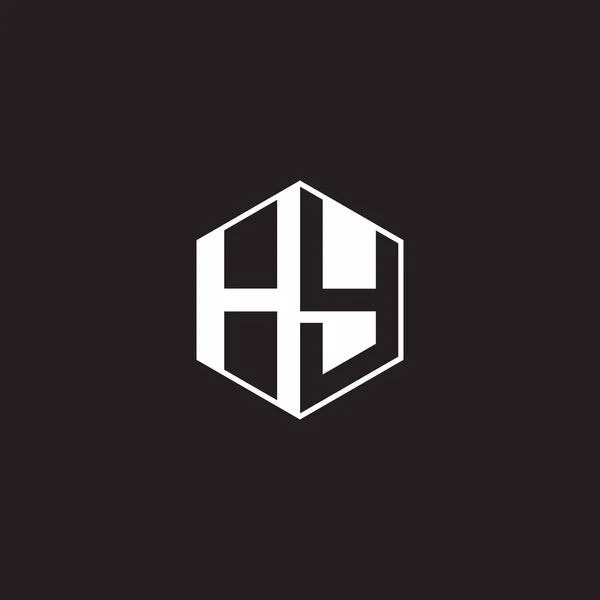 Logo Monogram Hexagon Black Background Negative Space Style — Vettoriale Stock