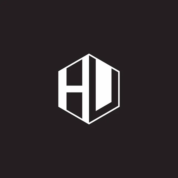 Logo Monogram Hexagon Black Background Negative Space Style — ストックベクタ