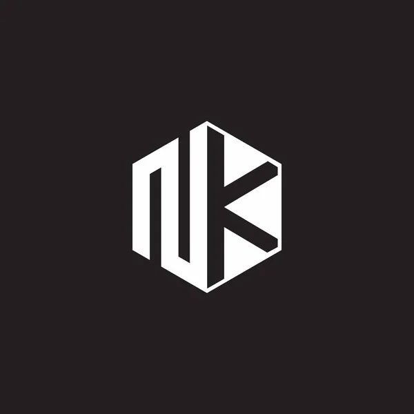 Logo Monogram Hexagon Black Background Negative Space Style — Stockový vektor