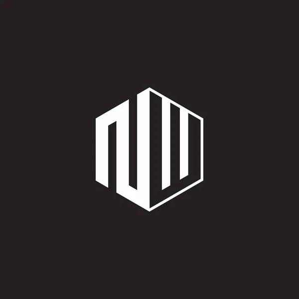 Logo Monogram Hexagon Black Background Negative Space Style — 스톡 벡터