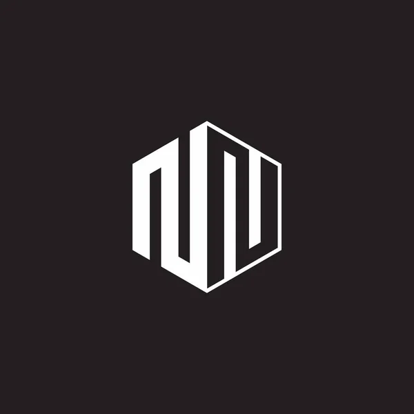 Логотип Монограма Шестикутник Чорним Фоном Негативний Простір Стиль — стоковий вектор