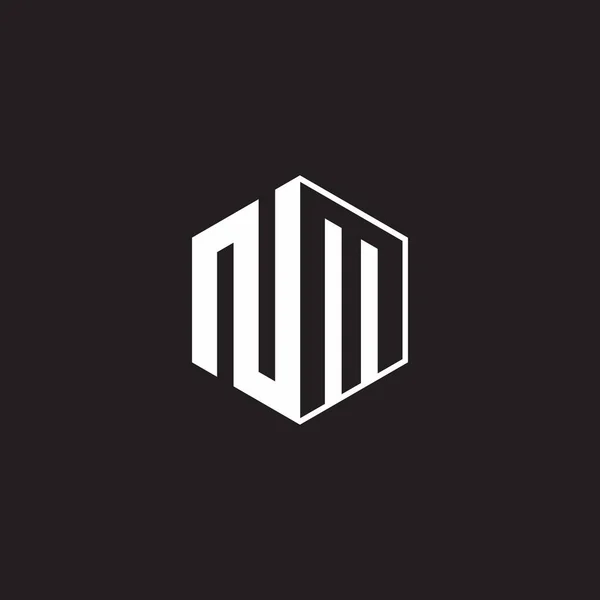 Логотип Монограми Шестикутник Чорним Фоном Негативний Простір Стиль — стоковий вектор