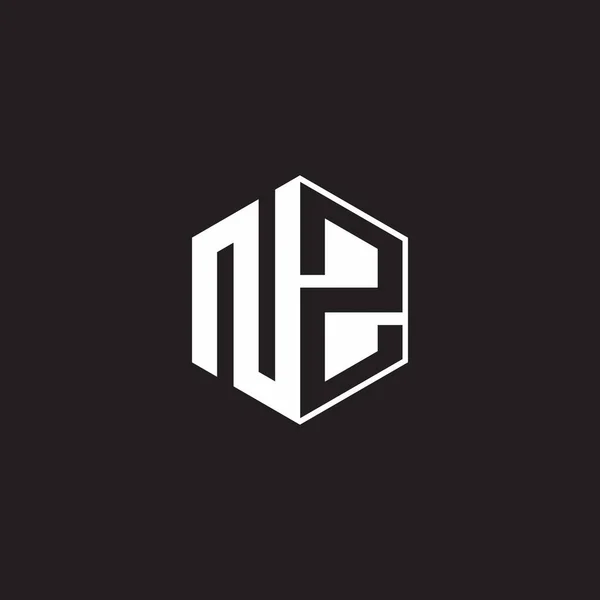 Logo Monogram Hexagon Black Background Negative Space Style — 图库矢量图片