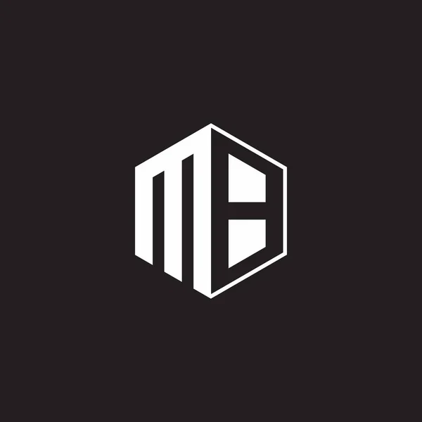 MB M B BM Logo monogram hexagon with black background negative space style