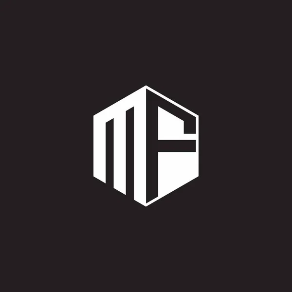 Logo Monogram Hexagon Black Background Negative Space Style — 스톡 벡터