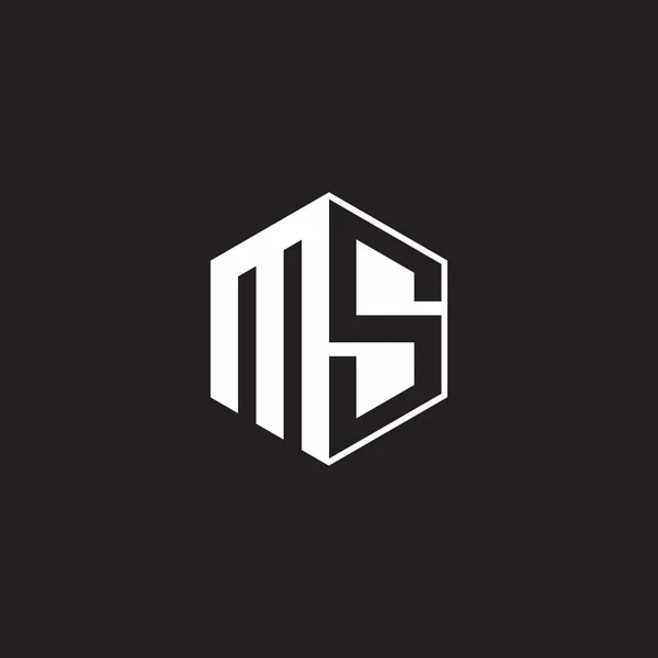 Logo Monogram Hexagon Black Background Negative Space Style — Vector de stock