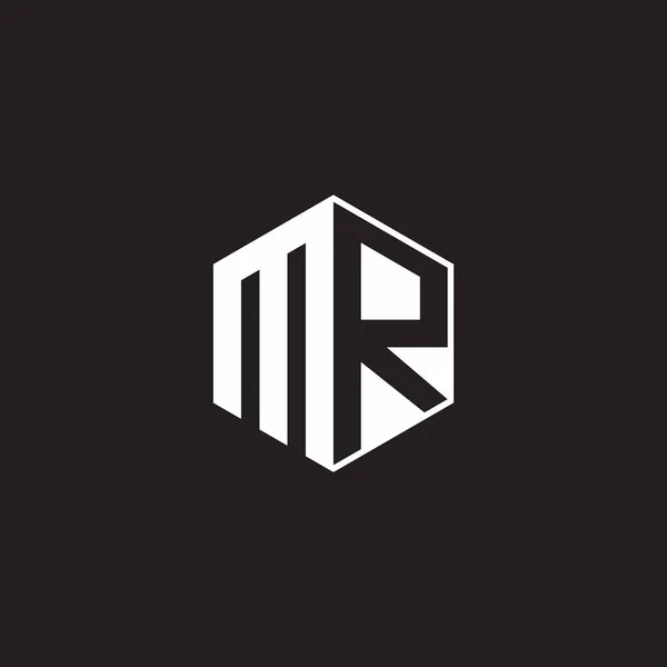 Logo Monogram Hexagon Black Background Negative Space Style — 图库矢量图片