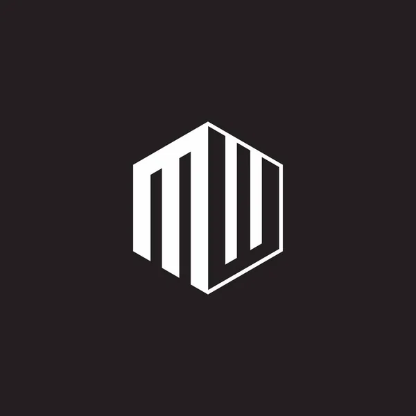 Logo Monogram Hexagon Black Background Negative Space Style — 스톡 벡터