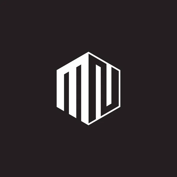 Logo Monogram Hexagon Black Background Negative Space Style — 스톡 벡터