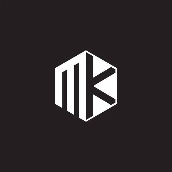 Logo Monogram Hexagon Black Background Negative Space Style —  Vetores de Stock