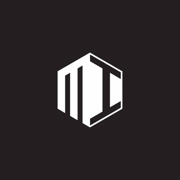 Logo Monogram Hexagon Black Background Negative Space Style — 스톡 벡터