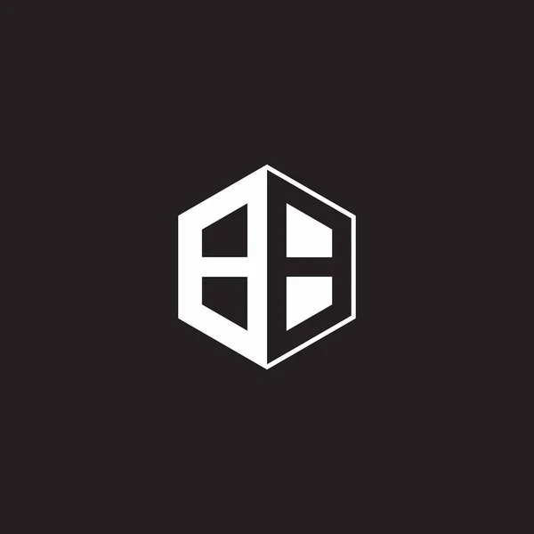 Logo Monogram Hexagon Black Background Negative Space Style — ストックベクタ