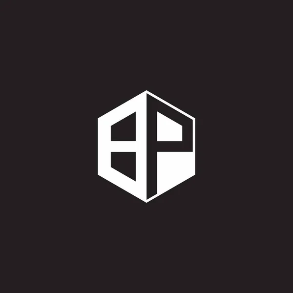 Logo Monogram Hexagon Black Background Negative Space Style — Wektor stockowy