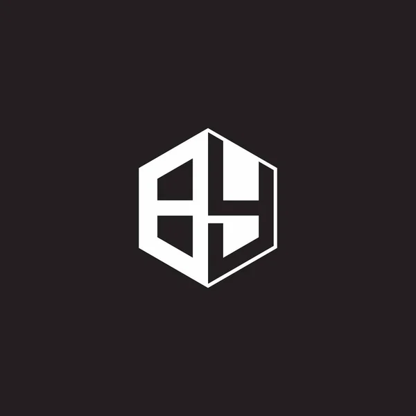 Logo Monogram Hexagon Black Background Negative Space Style —  Vetores de Stock