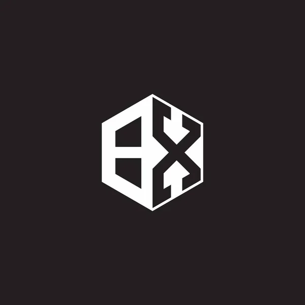 Logo Monogram Hexagon Black Background Negative Space Style — Vettoriale Stock