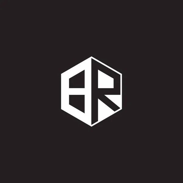 Logo Monogram Hexagon Black Background Negative Space Style — Wektor stockowy