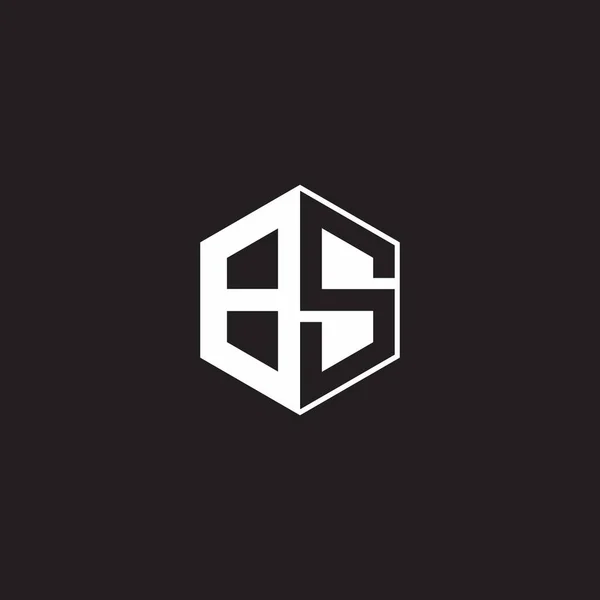 Logo Monogram Hexagon Black Background Negative Space Style — Stock vektor