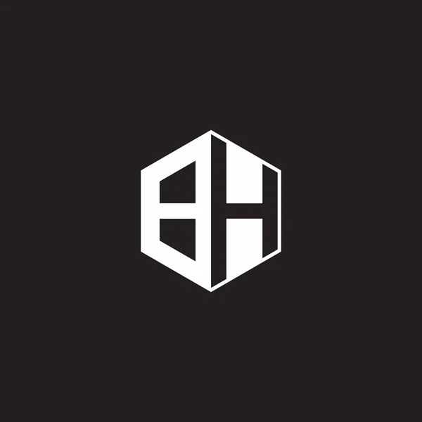 Logo Monogram Hexagon Black Background Negative Space Style — Stockový vektor