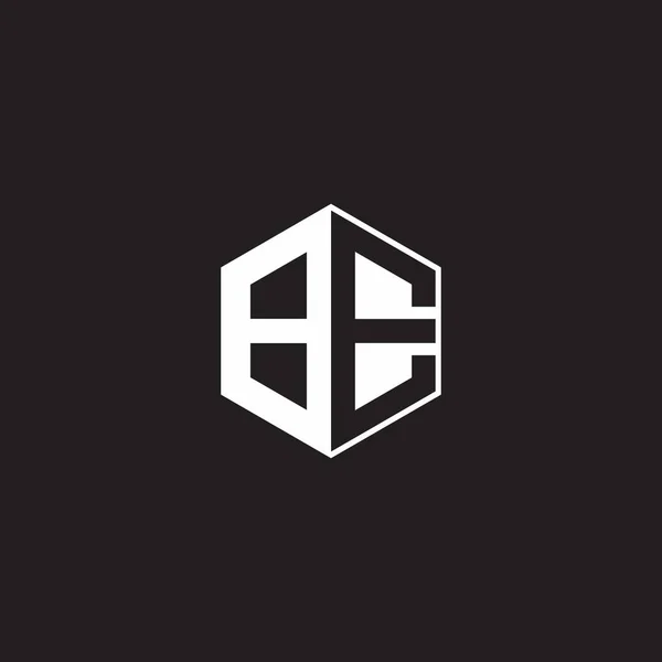 Logo Monogram Hexagon Black Background Negative Space Style — Stock vektor