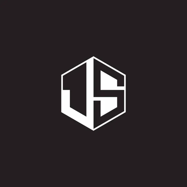 Logo Monogram Hexagon Black Background Negative Space Style — 图库矢量图片