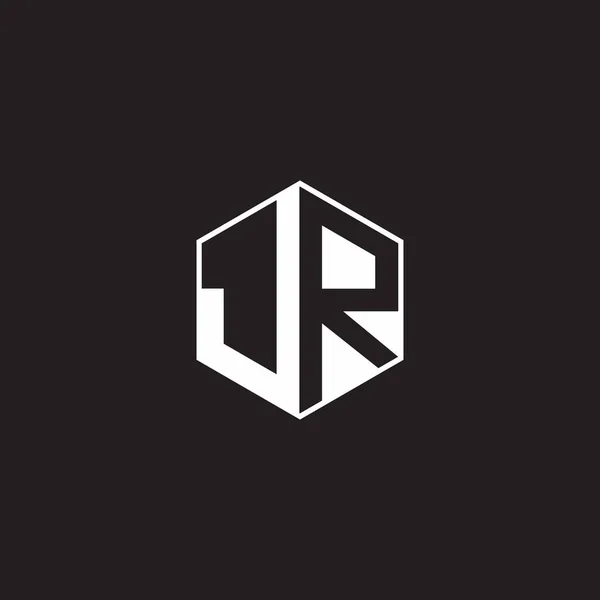 Logo Monogram Hexagon Black Background Negative Space Style — 스톡 벡터