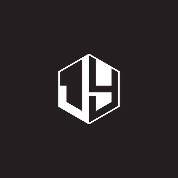 Logo Monogram Hexagon Black Background Negative Space Style — Stok Vektör