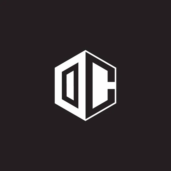 Logo Monogram Hexagon Black Background Negative Space Style — 스톡 벡터