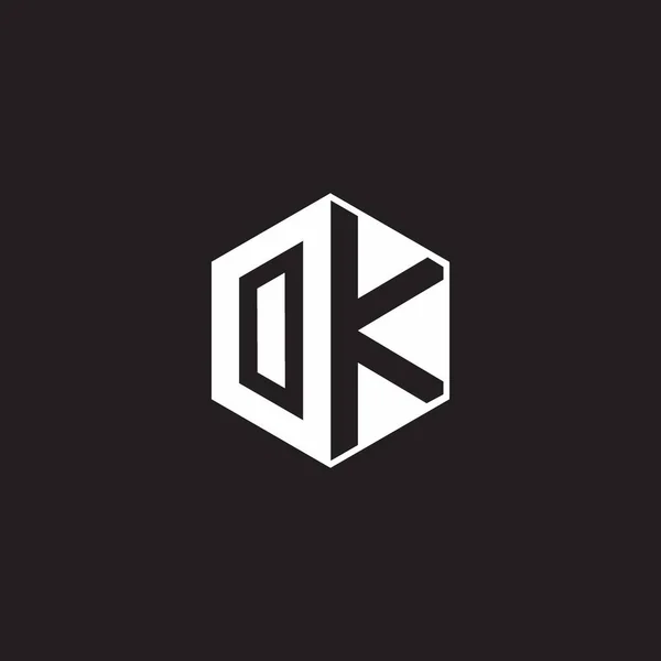 Logo Monogram Hexagon Black Background Negative Space Style — 스톡 벡터